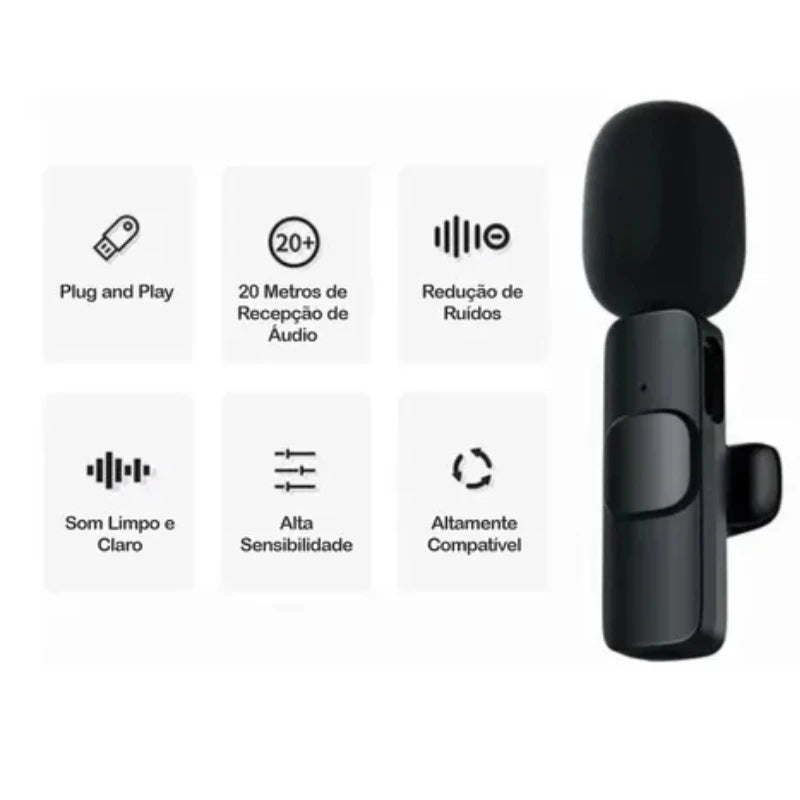 Lapel Wireless Plug And Play Microphone P/ iPhone X 11 12 13