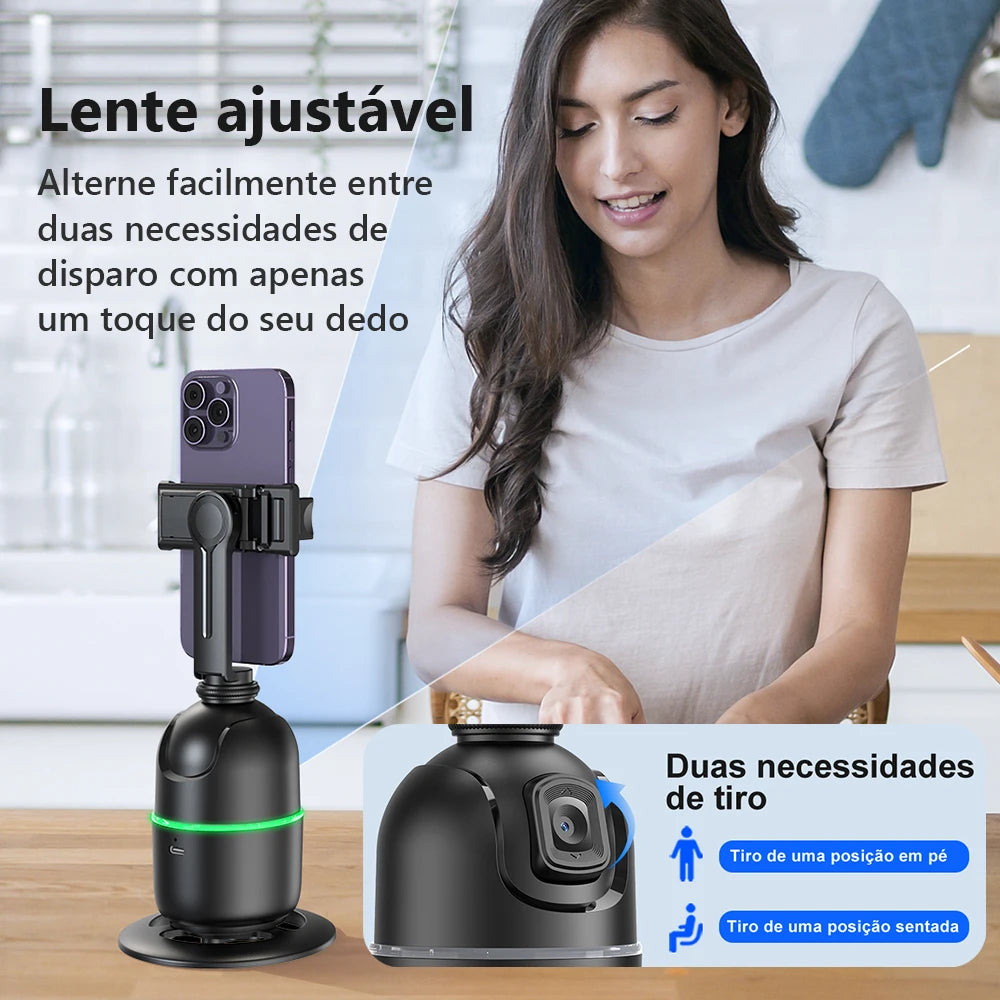 AXNEN P03 Desktop Follow Gimbal AI Face Tracking 360 Rotation Mobile Phone Stabilizer Stand for IPhone Android / Action Camera