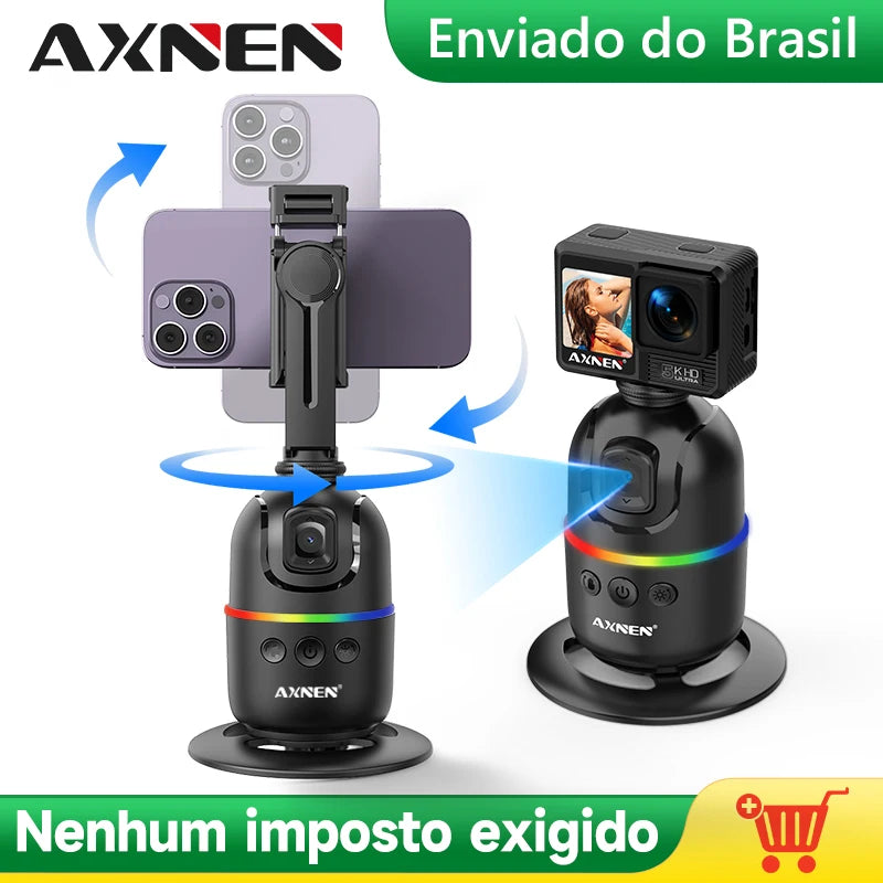 AXNEN P03 Desktop Follow Gimbal AI Face Tracking 360 Rotation Mobile Phone Stabilizer Stand for IPhone Android / Action Camera