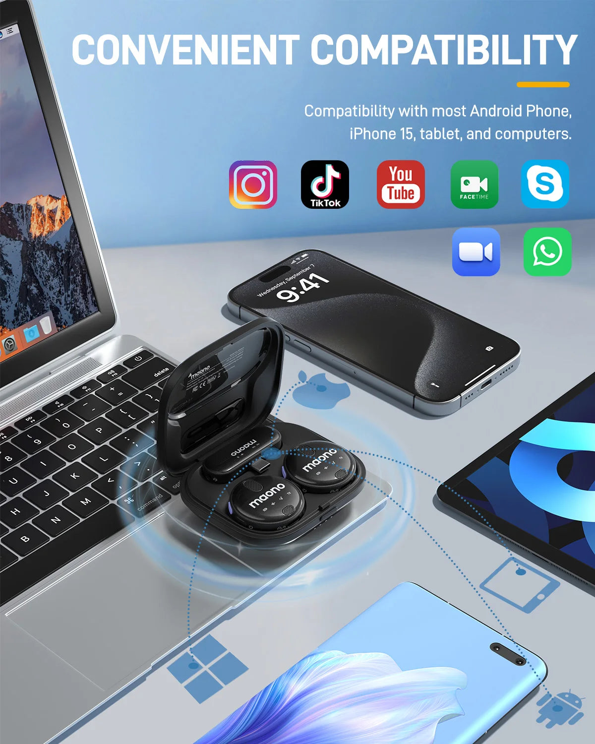 Local Brazil MAONO WM620 Wireless Lavalier Microphone Lapel Mic with Professional Noise Cancelling for VIDEO Recording Vlogging