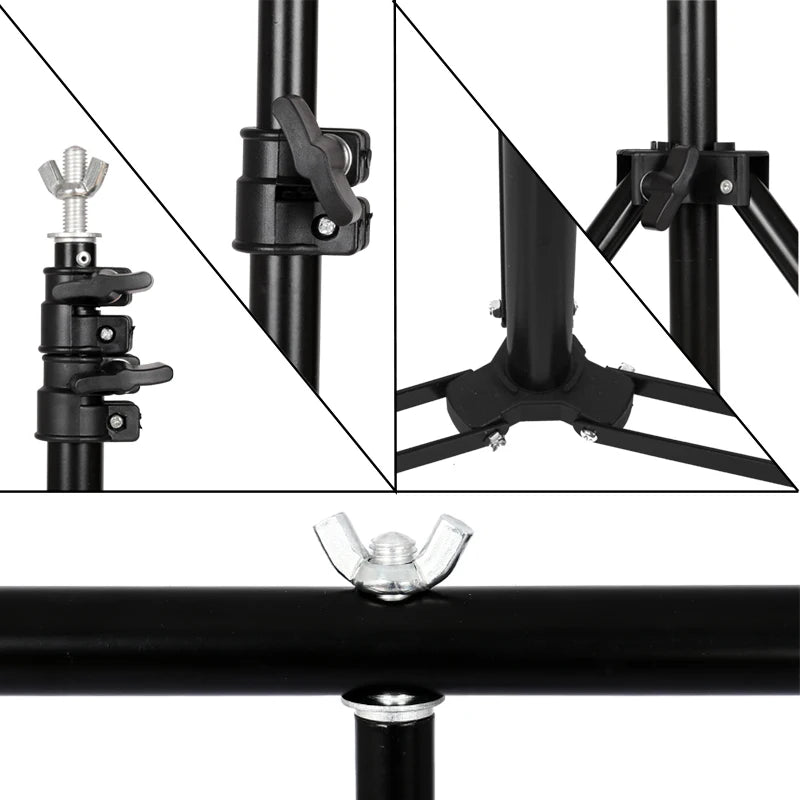 T-shaped Tripod Stand Background Backdrop Photography Adjustable Support System Photo Studio for Non-Woven Muslin Backdrops