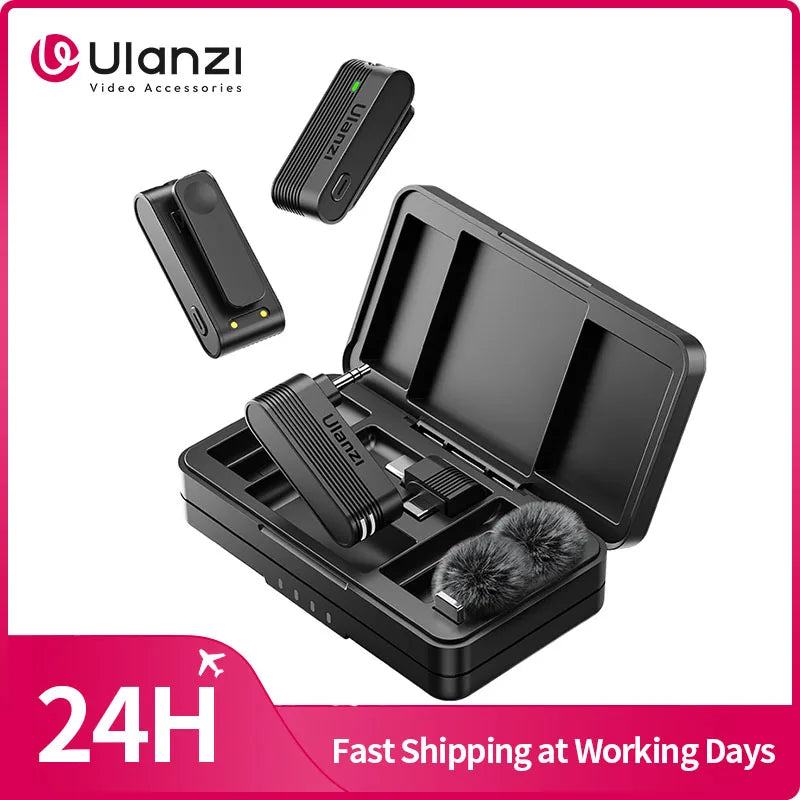 Ulanzi A100 Wireless Microphone Lavalier MIC for iPhone 16 15 Pro(Max) Camera Sound Recording Real-time Monitoring J12 Upgrade