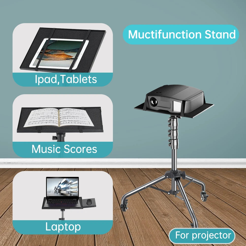 90/145cm Projector Tripod Stand Laptop Tripod Adjustable Height 23 to 63 Standing Desk Outdoor Computer Desk Stand for Studio