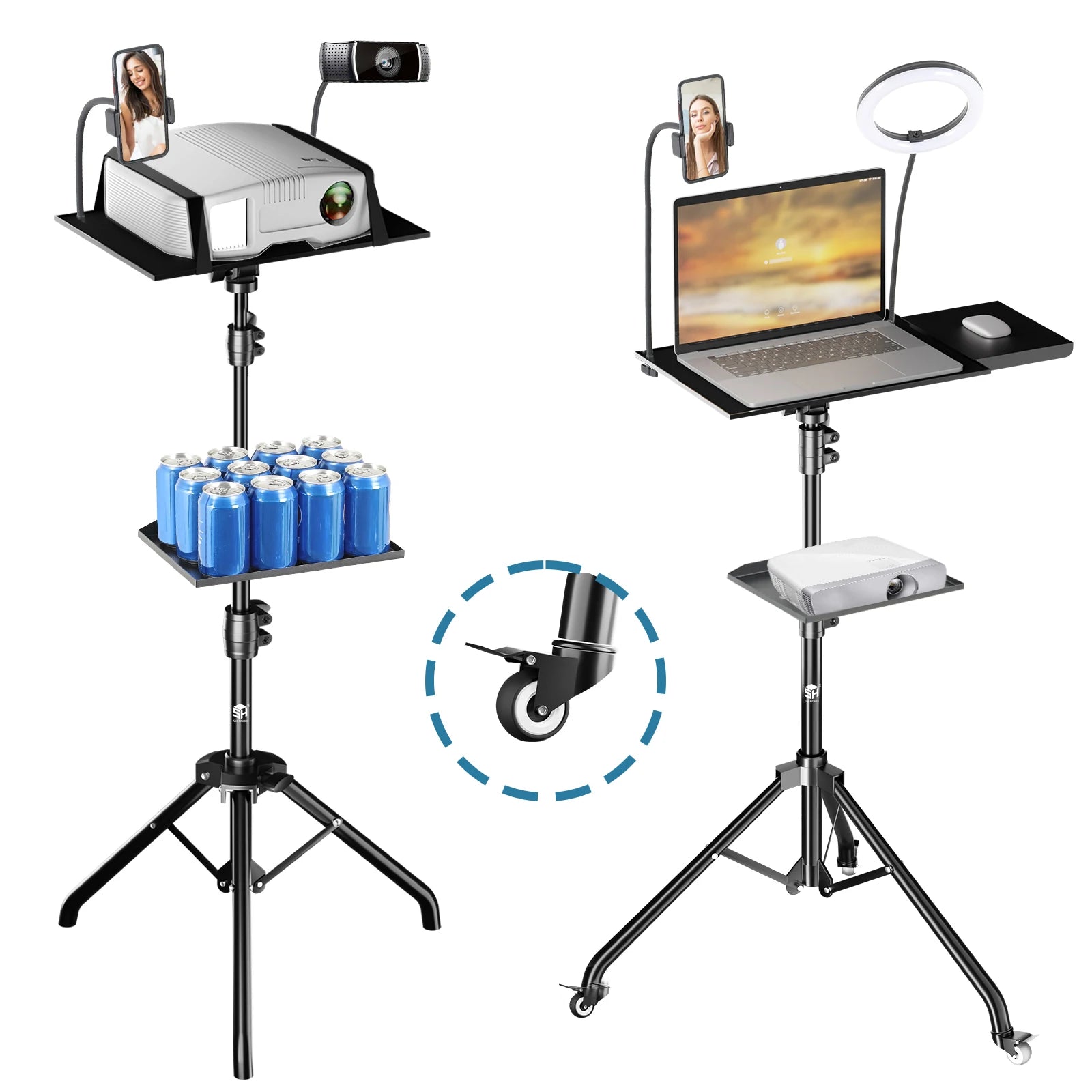 90/125/145cm Tray Laptop Projector Tripod Stand Tripod Adjustable Height DJ Mixer Standing Desk Outdoor Computer Desk Stand
