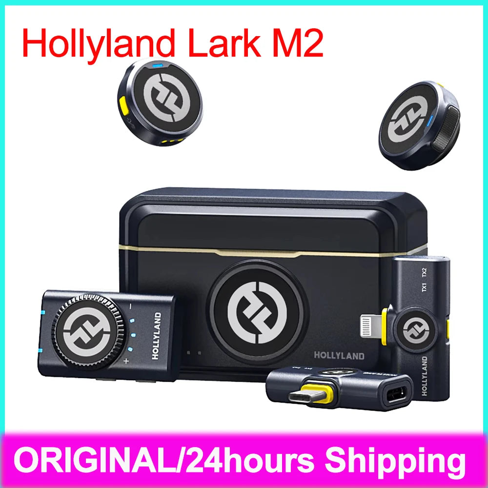 Hollyland Lark M2 Wireless Lavalier Microphone for iPhone Android Camera Noise Cancellation for Video Recording Streaming