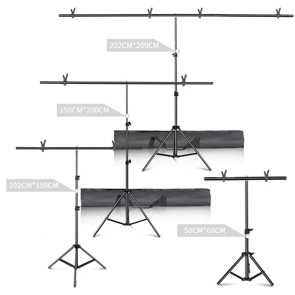 T-shaped Tripod Stand Background Backdrop Photography Adjustable Support System Photo Studio for Non-Woven Muslin Backdrops