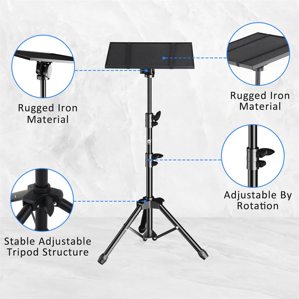 90/125/145cm Tray Laptop Projector Tripod Stand Tripod Adjustable Height DJ Mixer Standing Desk Outdoor Computer Desk Stand