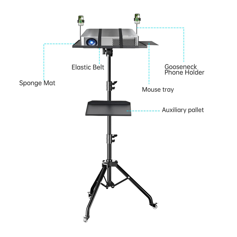 90/145cm Projector Tripod Stand Laptop Tripod Adjustable Height 23 to 63 Standing Desk Outdoor Computer Desk Stand for Studio