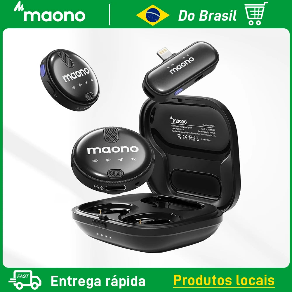 Local Brazil MAONO WM620 Wireless Lavalier Microphone Lapel Mic with Professional Noise Cancelling for VIDEO Recording Vlogging