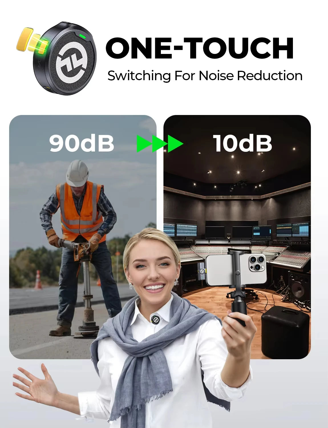 Hollyland Lark M2 Wireless Lavalier Microphone for iPhone Android Camera Noise Cancellation for Video Recording Streaming