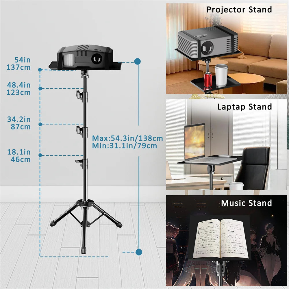 90/125/145cm Tray Laptop Projector Tripod Stand Tripod Adjustable Height DJ Mixer Standing Desk Outdoor Computer Desk Stand