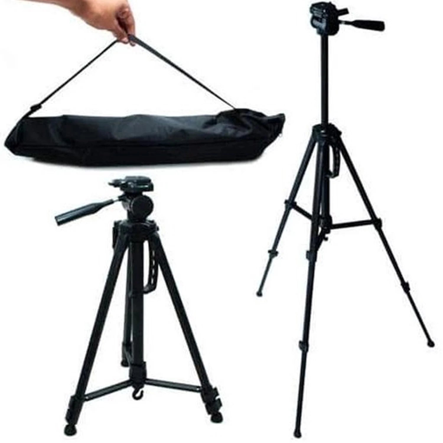Professional Photo Tripod Camera 1,80 Meters Plus Phone Holder Carrying Bag Black MTG-3018