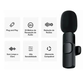 Lapel Wireless Plug And Play Microphone P/ iPhone X 11 12 13