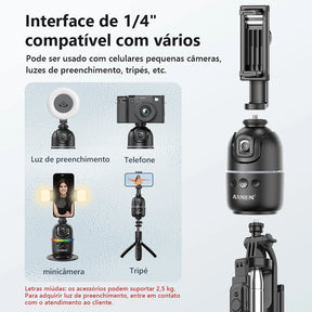 AXNEN P03 Desktop Follow Gimbal AI Face Tracking 360 Rotation Mobile Phone Stabilizer Stand for IPhone Android / Action Camera