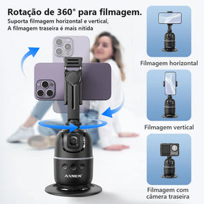 AXNEN P03 Desktop Follow Gimbal AI Face Tracking 360 Rotation Mobile Phone Stabilizer Stand for IPhone Android / Action Camera