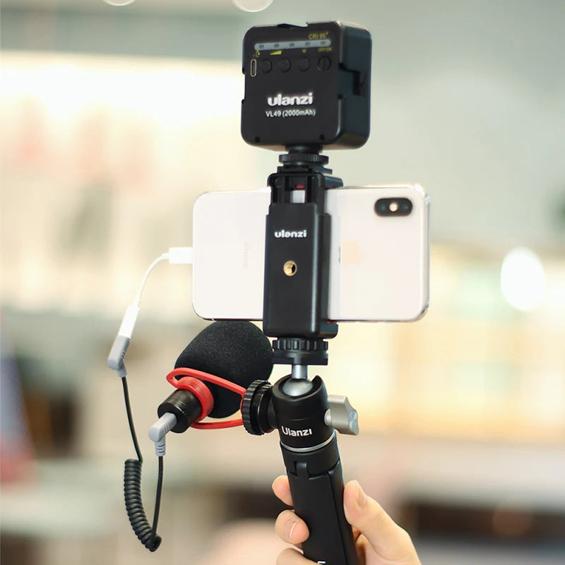 Ulanzi U-Vlog Lite Extendable Tripod Dual Cold Shoe Ball Head Volg Tripod for Smartphone Sony Canon Nikon DSLR Camera