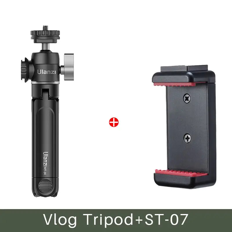 Ulanzi U-Vlog Lite Extendable Tripod Dual Cold Shoe Ball Head Volg Tripod for Smartphone Sony Canon Nikon DSLR Camera