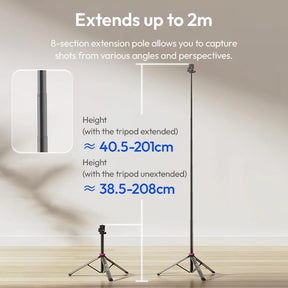 Ulanzi MT-89 2M Quick Release Light Stand Extendable Tripod with Cold Shoe Mount 1/4'' QR Plate for DSLR Camera Video Light Mic
