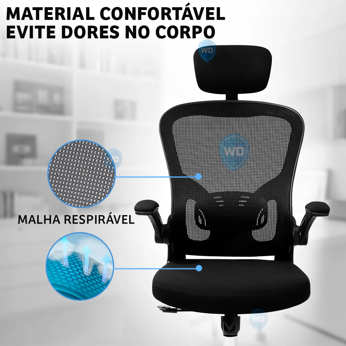 Black Ergonomic Office Chair With Office Upholstered