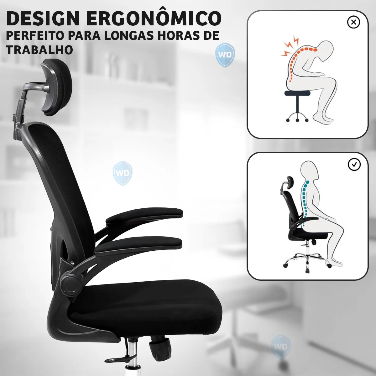 Black Ergonomic Office Chair With Office Upholstered