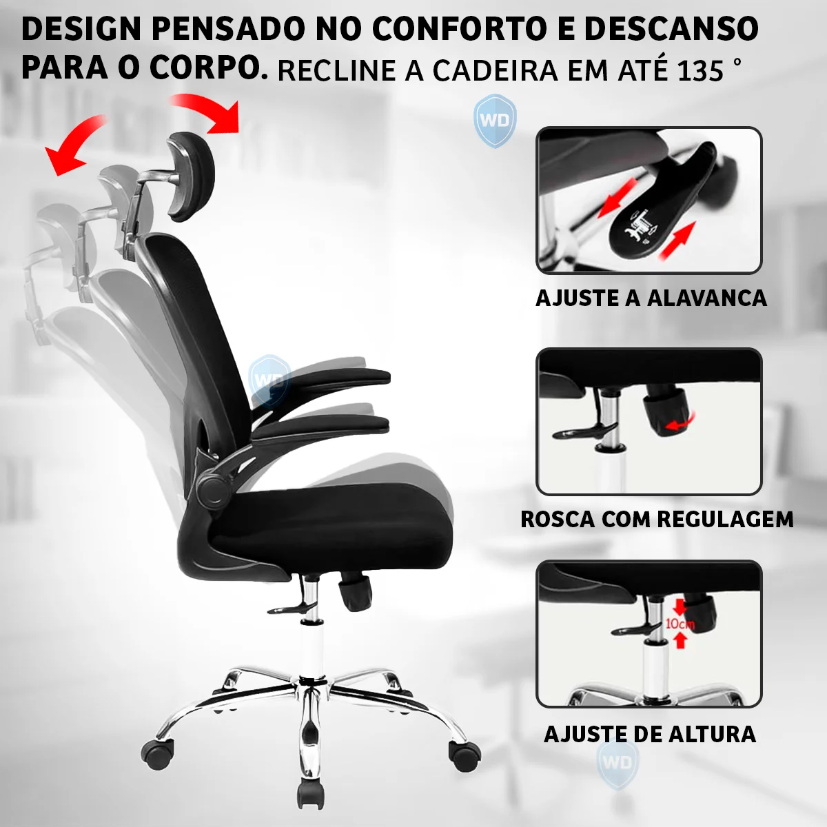 Black Ergonomic Office Chair With Office Upholstered