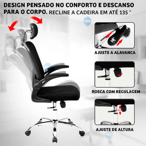 Black Ergonomic Office Chair With Office Upholstered