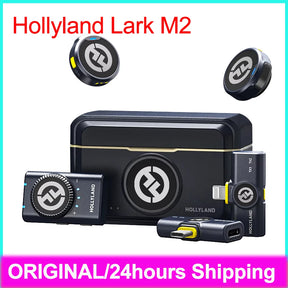 Hollyland Lark M2 Wireless Lavalier Microphone for iPhone Android Camera Noise Cancellation for Video Recording Streaming