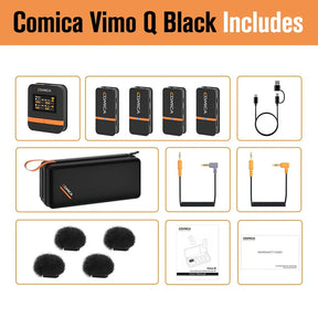 (DO Brazil) Comica Vimo Q Wireless Microphone Lavalier Microphone for Youtube Camera Live Streaming Vlog Recording