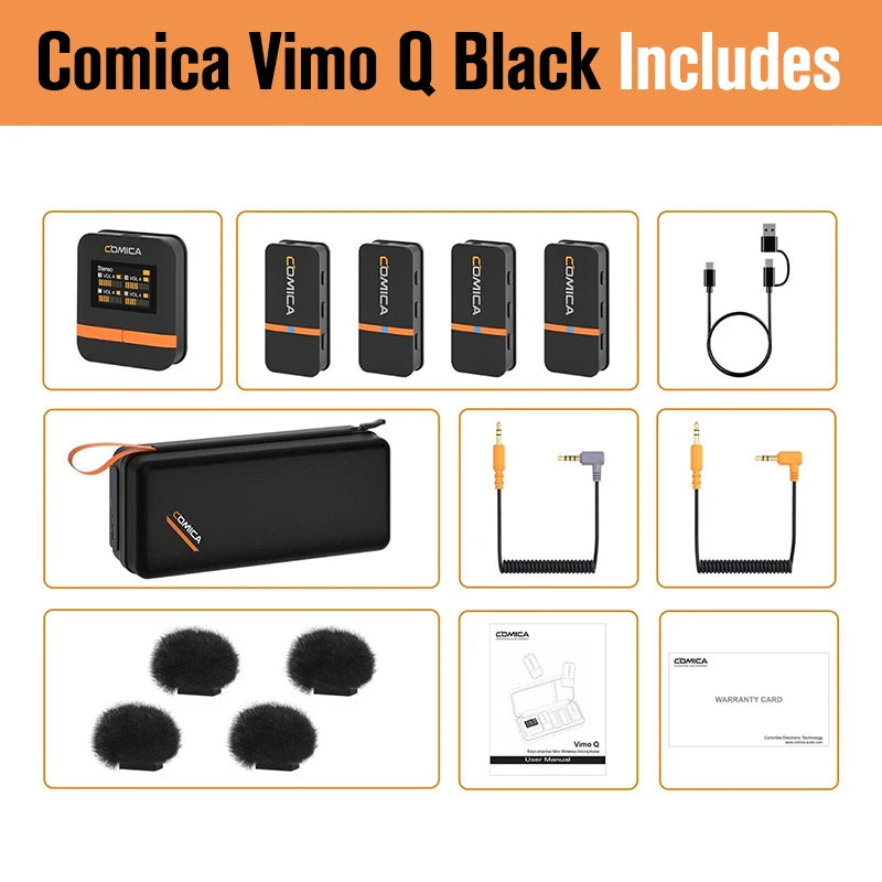(DO Brazil) Comica Vimo Q Wireless Microphone Lavalier Microphone for Youtube Camera Live Streaming Vlog Recording