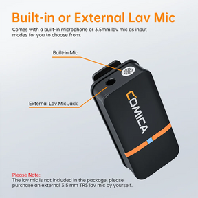 (DO Brazil) Comica Vimo Q Wireless Microphone Lavalier Microphone for Youtube Camera Live Streaming Vlog Recording