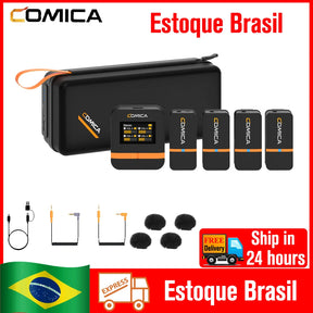 (DO Brazil) Comica Vimo Q Wireless Microphone Lavalier Microphone for Youtube Camera Live Streaming Vlog Recording