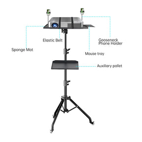 90/145cm Projector Tripod Stand Laptop Tripod Adjustable Height 23 to 63 Standing Desk Outdoor Computer Desk Stand for Studio