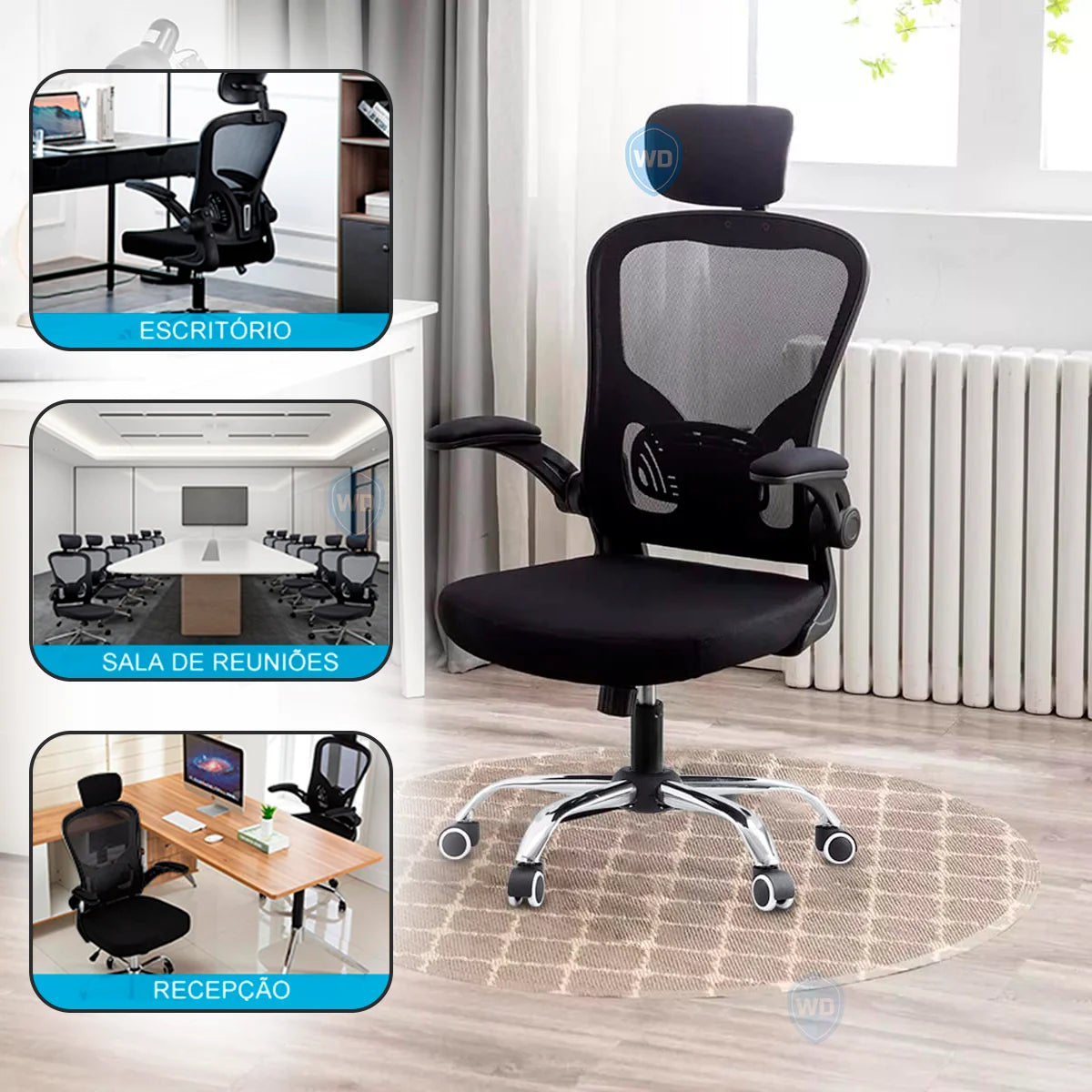 Black Ergonomic Office Chair With Office Upholstered